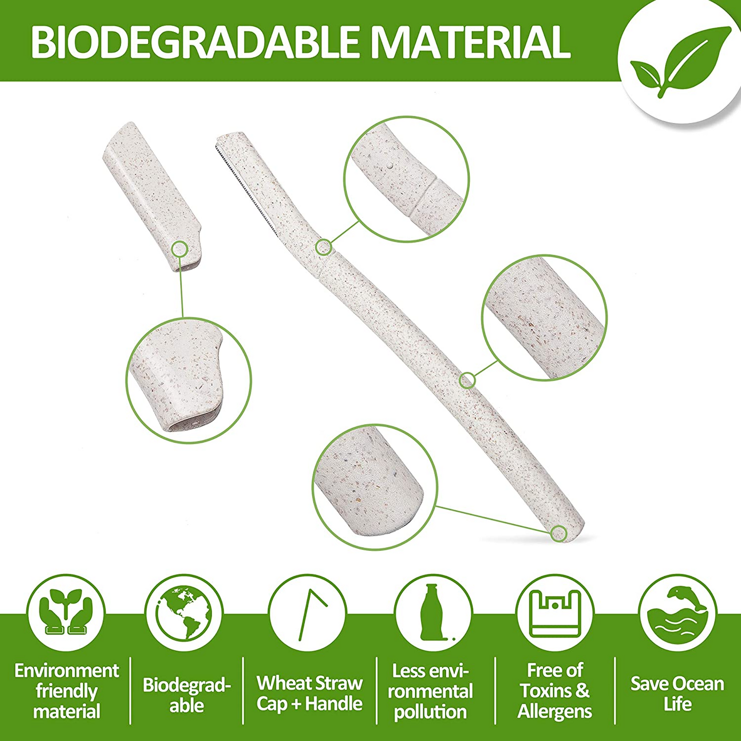 Pack of 12 Biodegradable Eyebrow Razors / Eco Friendly Eyebrow Hair Trimmer