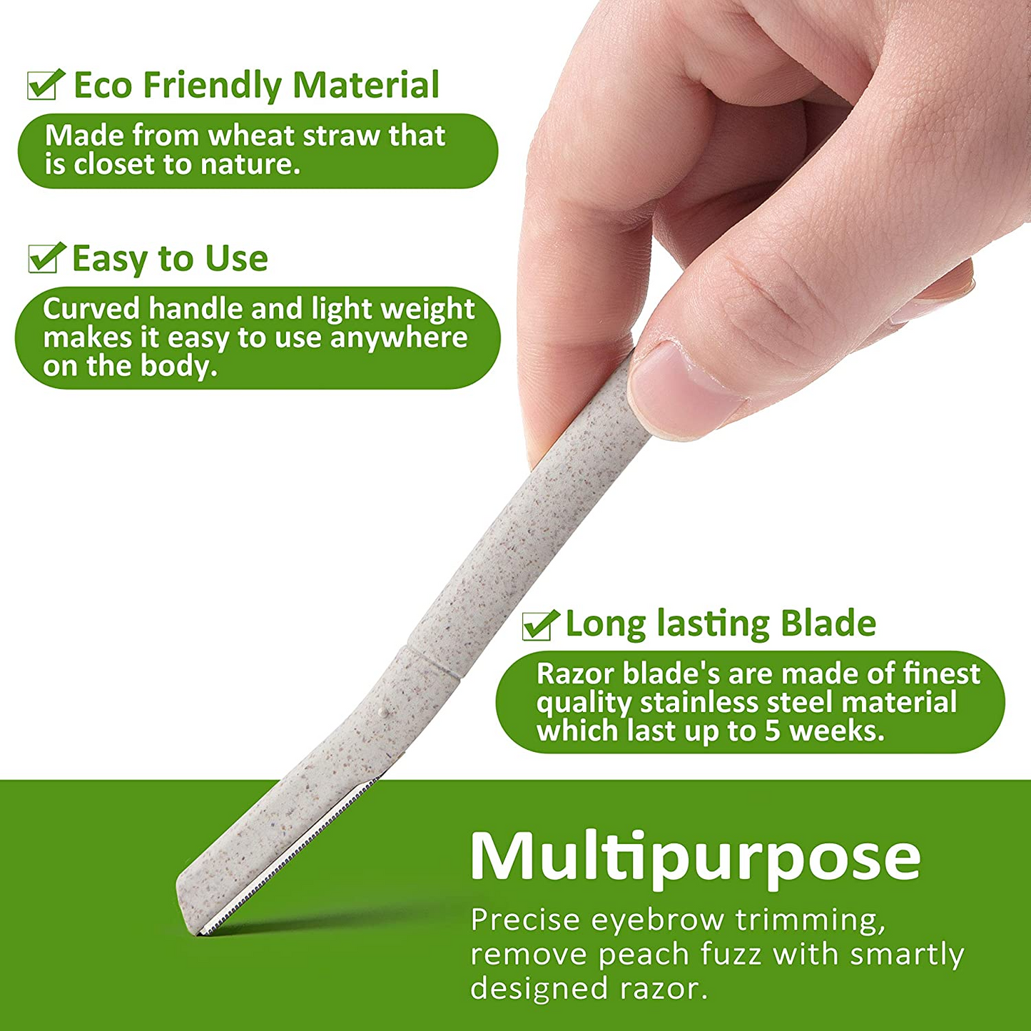 Pack of 12 Biodegradable Eyebrow Razors / Eco Friendly Eyebrow Hair Trimmer