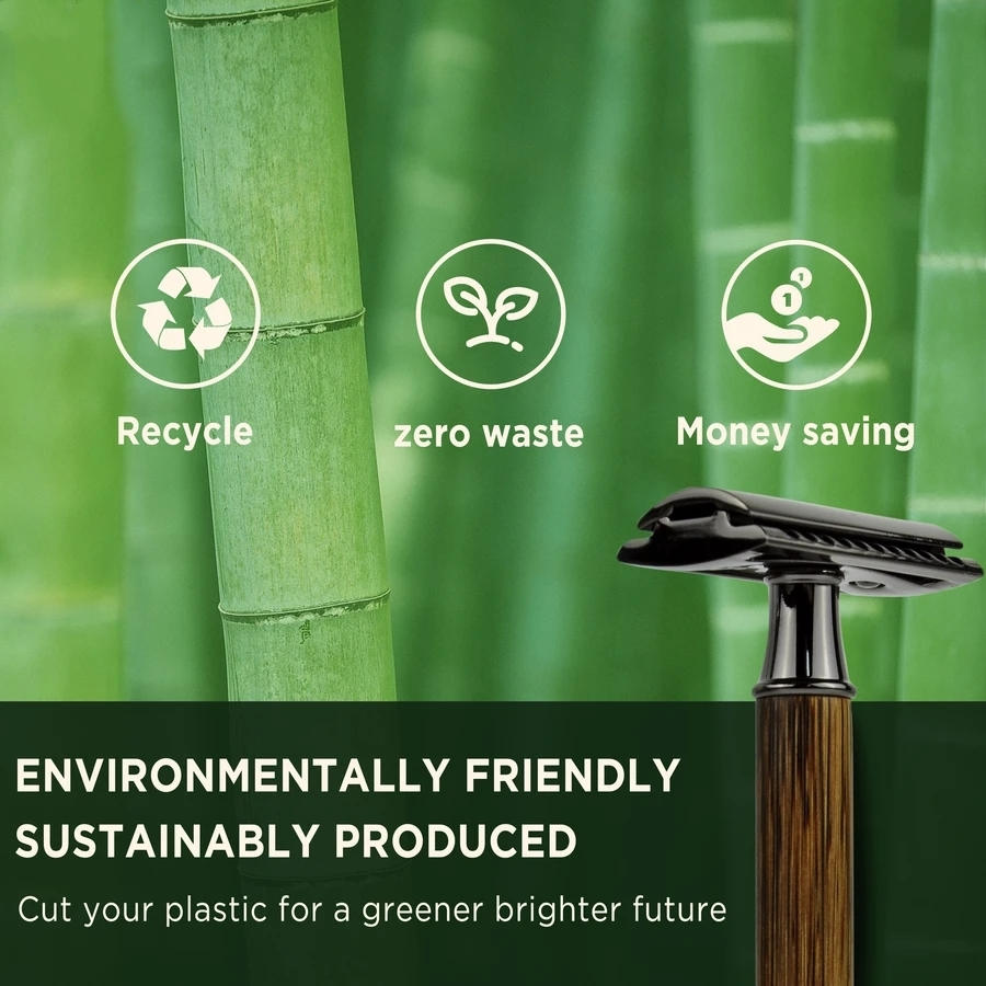 Eco Razor, Natural Bamboo Handle, Double Edge Safety Razor, Fits All Standard Razor Blade