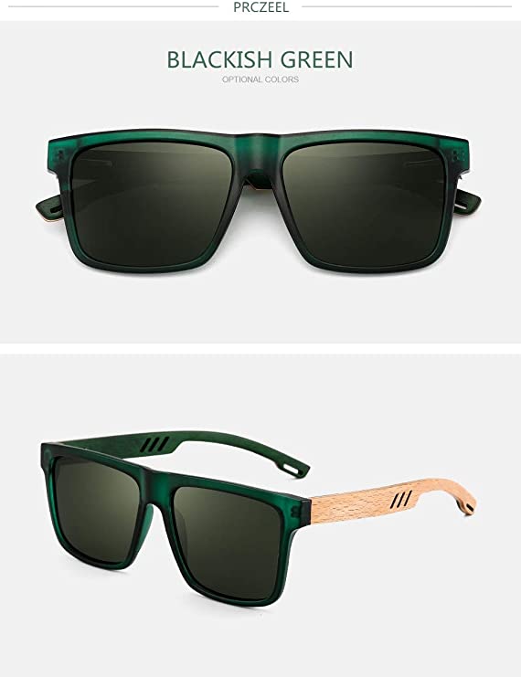 Polarized Bamboo Temple Wayfarers Sunglasses Green