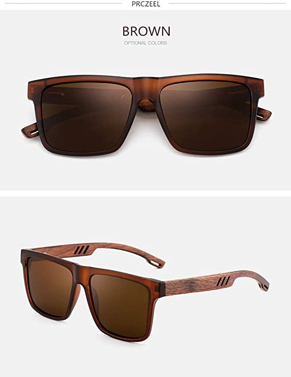 Polarized Bamboo Temple Wayfarers Sunglasses Brown