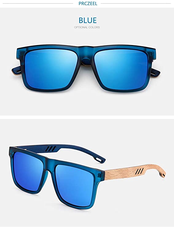 Polarized Bamboo Temple Wayfarers Sunglasses Blue