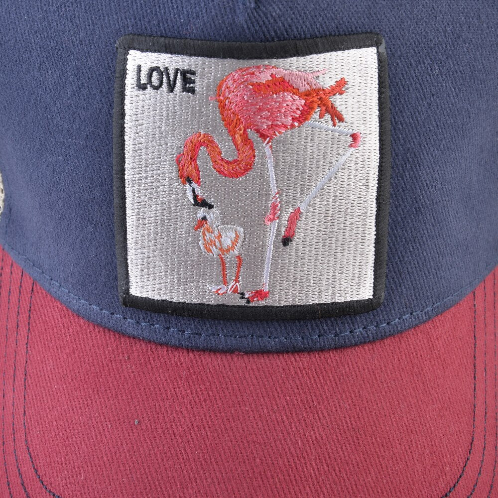 Baseball Cap With Flamingo Embroidery Patch Breathable Mesh & Adjustable size strap
