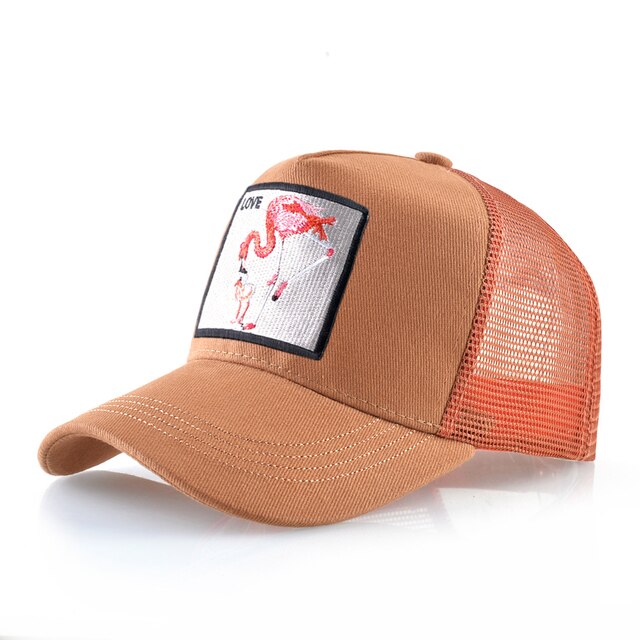 Baseball Cap With Flamingo Embroidery Patch Breathable Mesh & Adjustable size strap