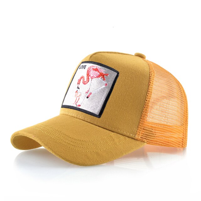 Baseball Cap With Flamingo Embroidery Patch Breathable Mesh & Adjustable size strap