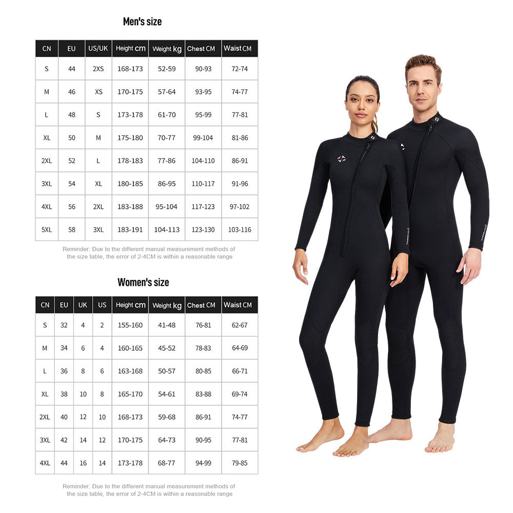 His & Hers 3MM Neoprene Front Zipper Men's & Women's twin Wetsuit, Ideal for Surfing, Scuba Diving,Underwater Fishing Snorkeling