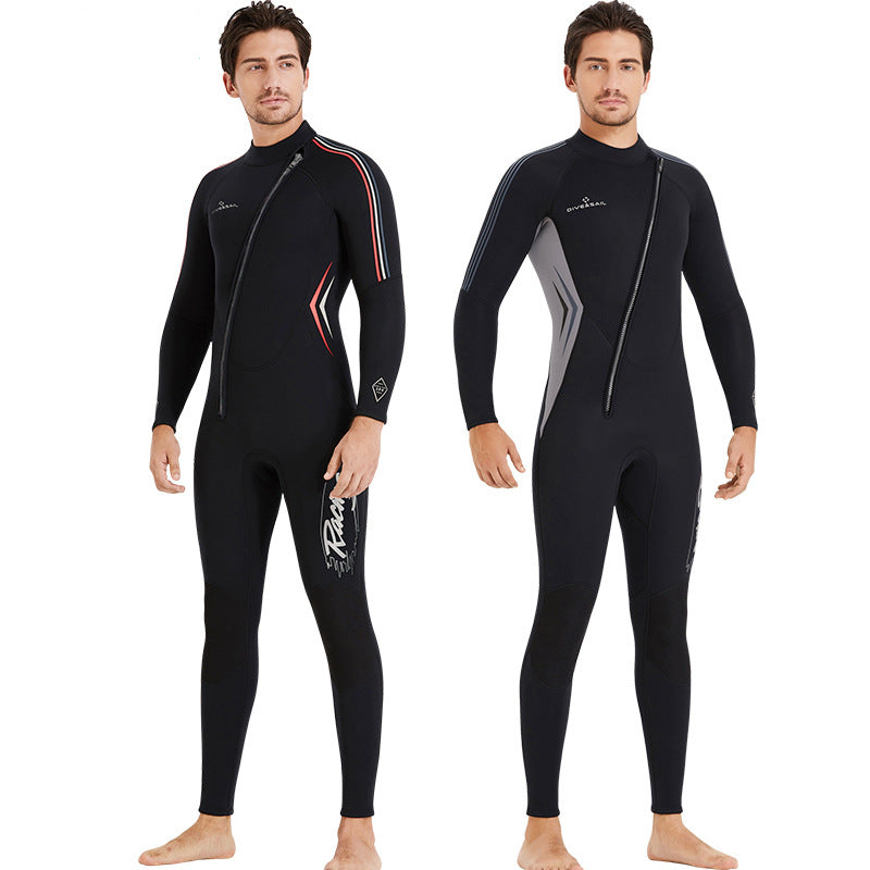 3MM Neoprene Front Zipper Men's Wetsuit, Ideal for Surfing, Scuba Diving,Underwater Fishing Snorkeling