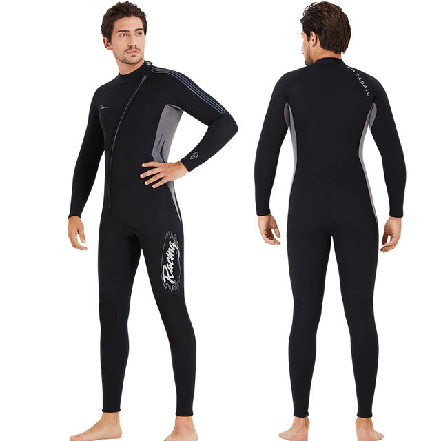 3MM Neoprene Front Zipper Men's Wetsuit, Ideal for Surfing, Scuba Diving,Underwater Fishing Snorkeling