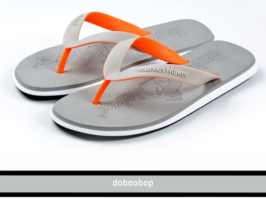 Fashionable Grey and Orange flip flops with non slip hard-wearing soles