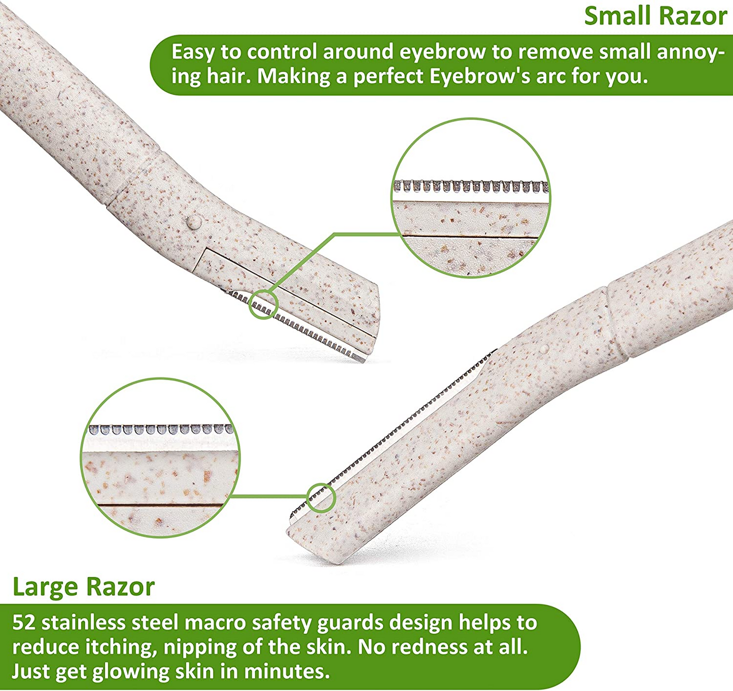 Pack of 12 Biodegradable Eyebrow Razors / Eco Friendly Eyebrow Hair Trimmer