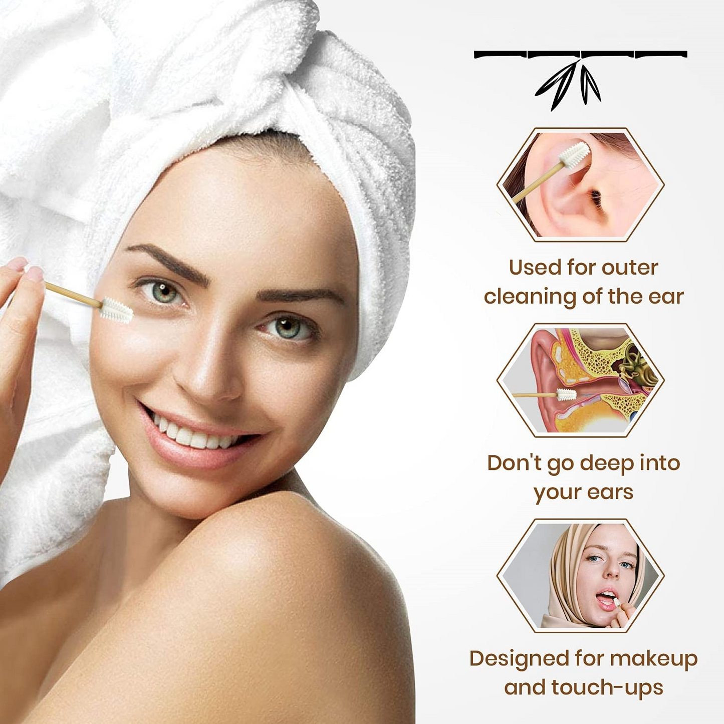 Reusable Cotton Buds Ears Set with Travel Magnetic Bamboo Case Eco Friendly Silicone Swabs Washable Swabs