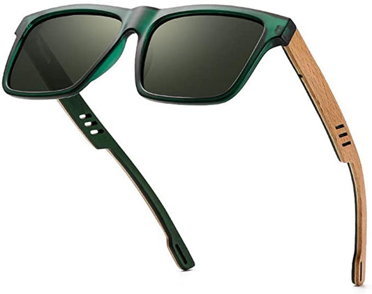 Polarized Bamboo Temple Wayfarers Sunglasses Green