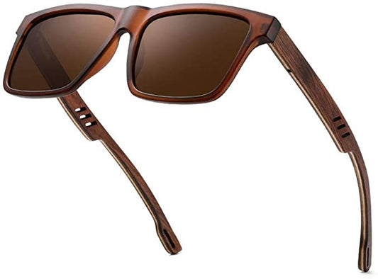Polarized Bamboo Temple Wayfarers Sunglasses Brown