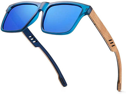 Polarized Bamboo Temple Wayfarers Sunglasses Blue