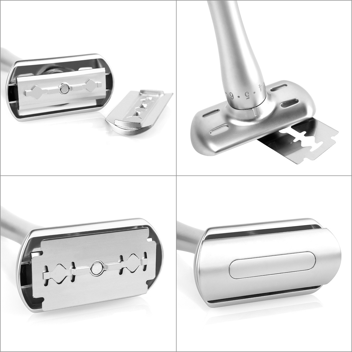 Q Shave Adjustable Safety Razor Including Stand &  Blade Disposal Case