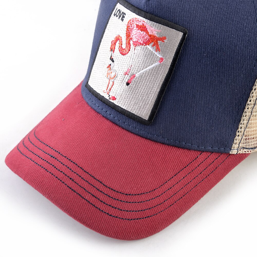 Baseball Cap With Flamingo Embroidery Patch Breathable Mesh & Adjustable size strap