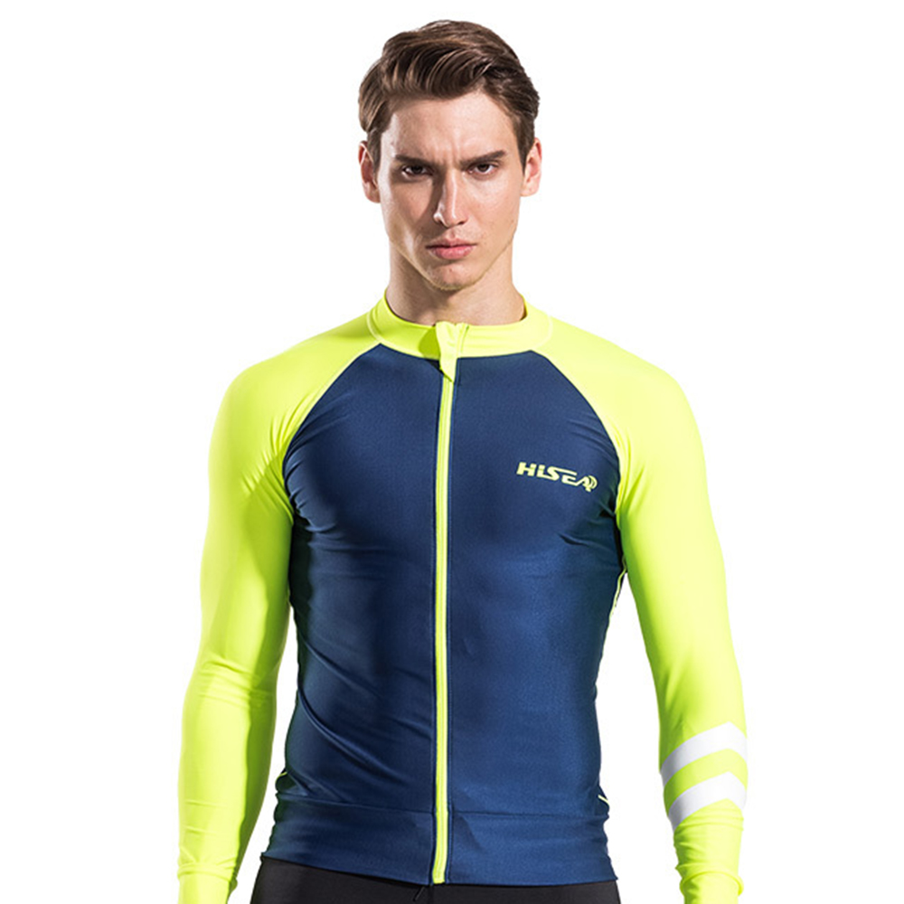 2022 Men'S Fashion 0.5MM Split Long Sleeve Sunscreen Quick Dry Surf Top Front Open Zipper Water Sports Beach Swimming Surf Top