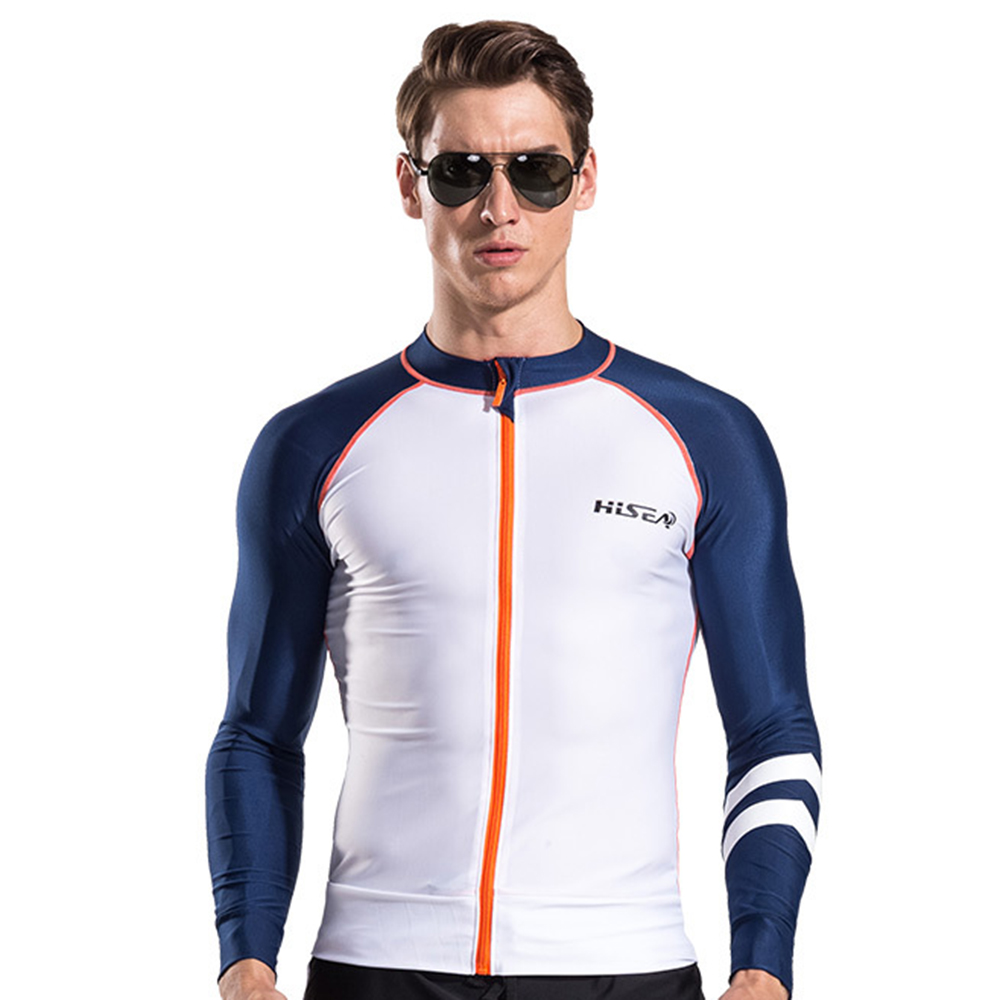 2022 Men'S Fashion 0.5MM Split Long Sleeve Sunscreen Quick Dry Surf Top Front Open Zipper Water Sports Beach Swimming Surf Top