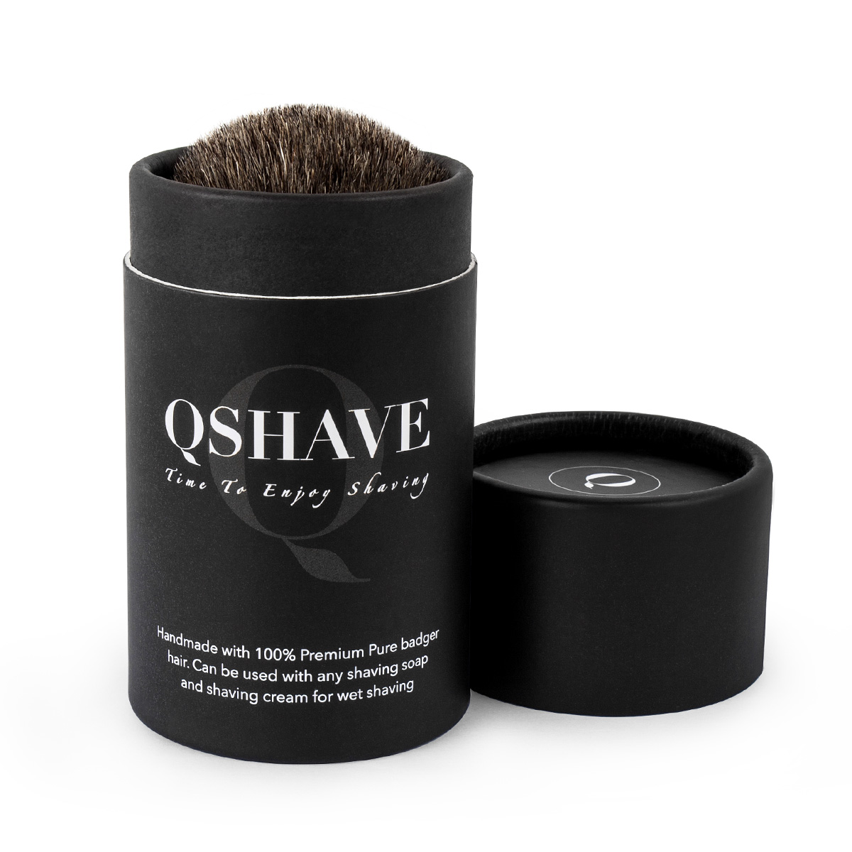 Q shave Classic Shaving Brush with Authentic Wooden Handle & Pure Badger Hair