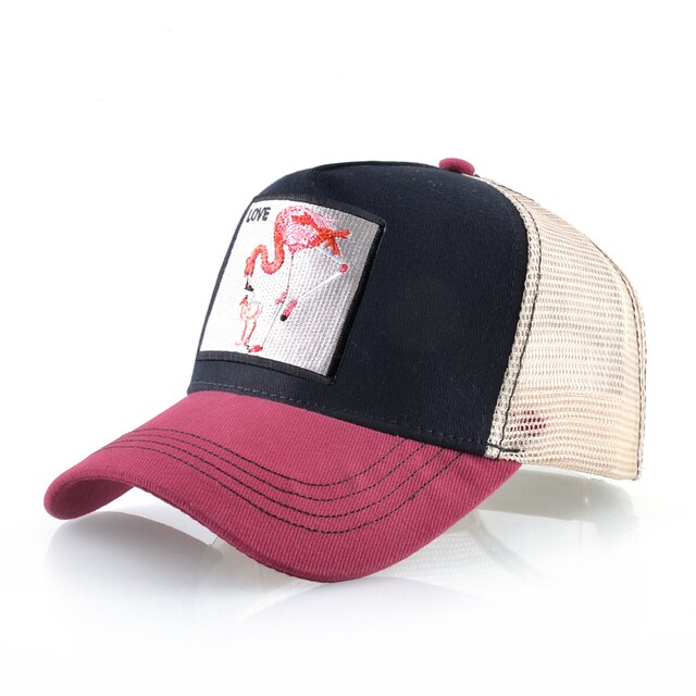 Baseball Cap With Flamingo Embroidery Patch Breathable Mesh & Adjustable size strap