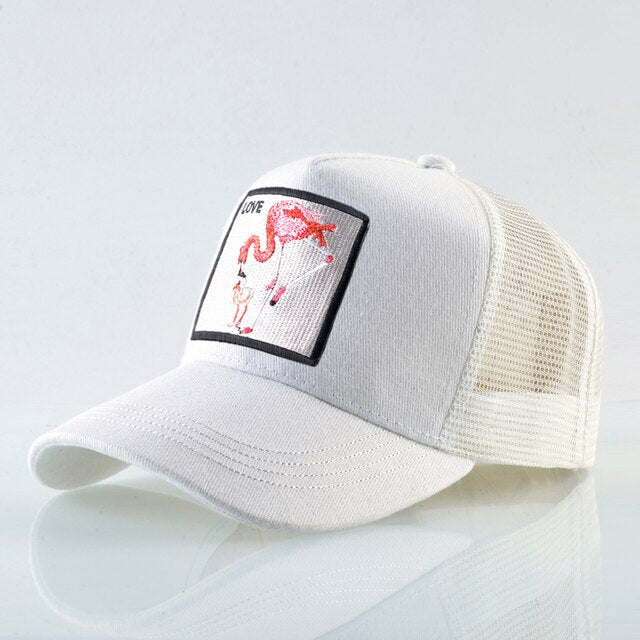 Baseball Cap With Flamingo Embroidery Patch Breathable Mesh & Adjustable size strap