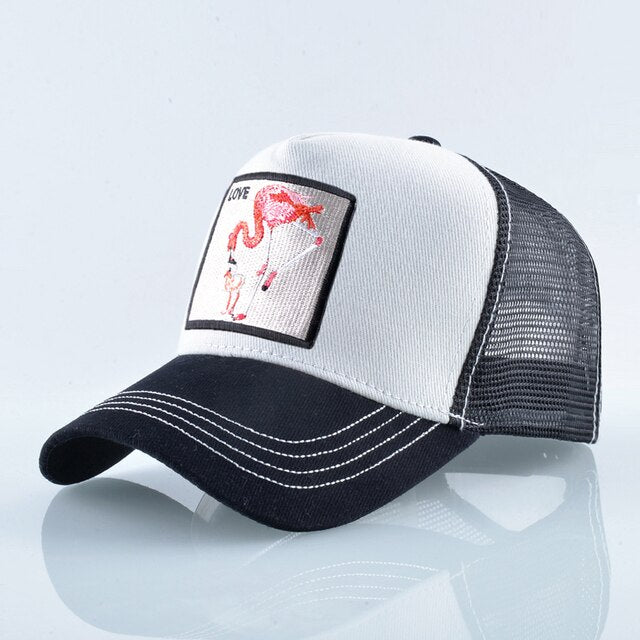 Baseball Cap With Flamingo Embroidery Patch Breathable Mesh & Adjustable size strap
