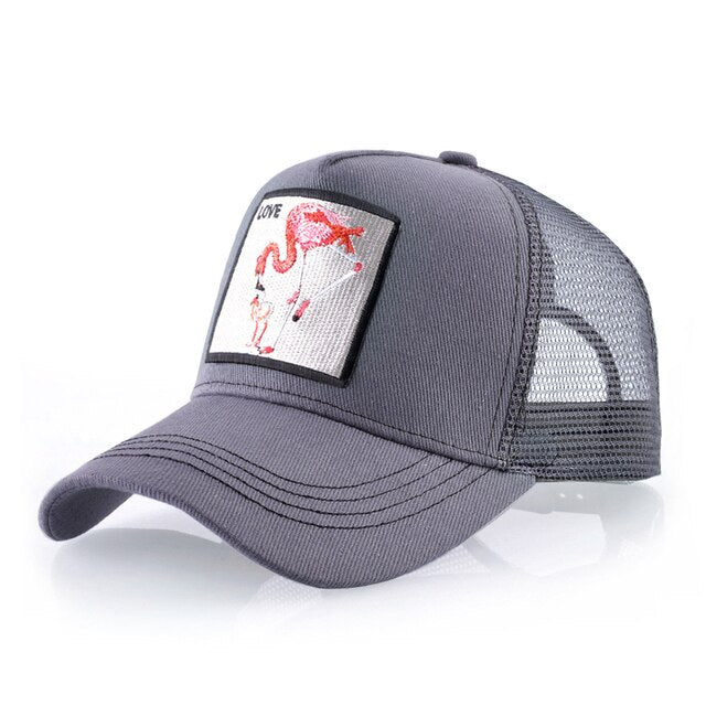 Baseball Cap With Flamingo Embroidery Patch Breathable Mesh & Adjustable size strap