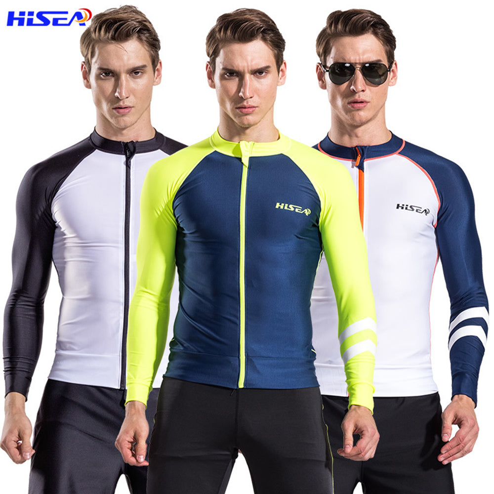 New 2022  Men's Zipper Rash Guard 0.5mm Long Sleeve Sun Protector Quick Drying Surf Top