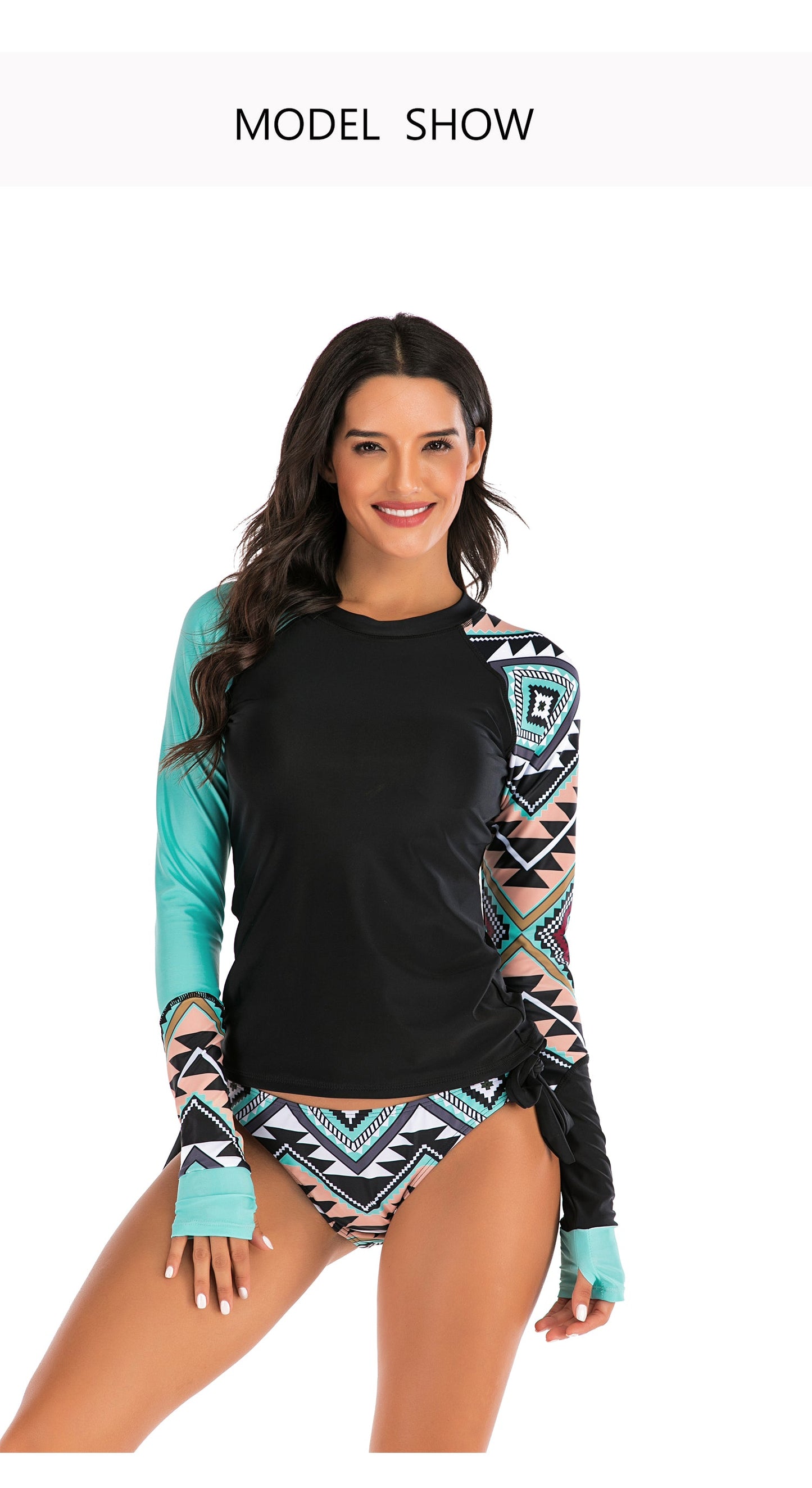2022 Womens Long Sleeve Rashguard Two Pieces Swimwear UPF50+ Surf Rash Guard